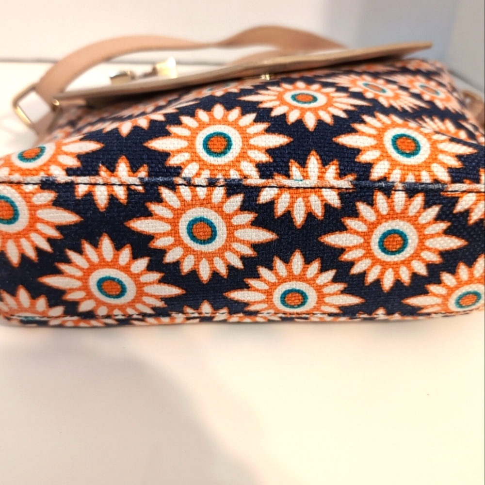 Spartina 449 Dauguskie Island Leather And Linen Floral Turquoise Crossbody‎ Bag - Picture 7 of 14